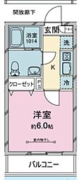 川越市大字的場アパート 1Kの間取図画像