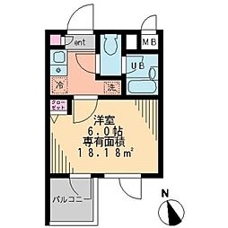 バーミープレイス高円寺 1Kの間取図画像