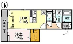 ルミリエ 1LDKの間取図画像