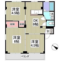 クオリティ所沢 3DKの間取図画像