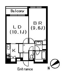 ヒルコート千駄木 1LDKの間取図画像