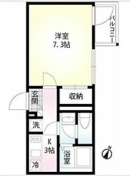 メゾン　フォーレスト 2階1Kの間取り