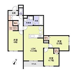 ハイテラス千里 3LDKの間取図画像