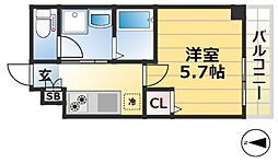 レガーロ雲井 4階1Kの間取り