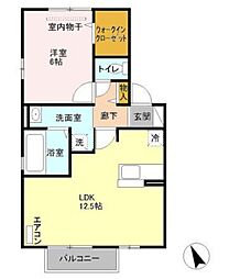 クレールメゾンC 1LDKの間取図画像