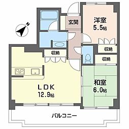 サーパス関屋田町 2LDKの間取図画像