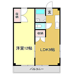 コーポMiki1南棟 1LDKの間取図画像