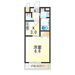 グランデトワール3 1Kの間取図画像