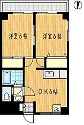 大師レジデンス 2DKの間取図画像