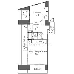 アーバンパーク麻布十番 1LDKの間取図画像