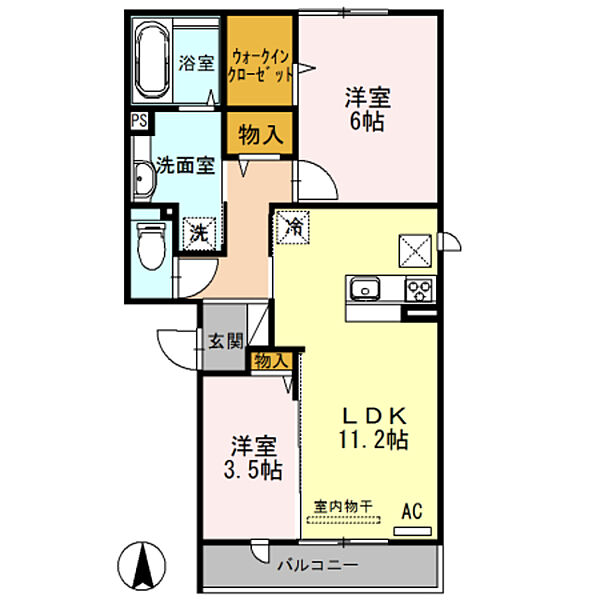 グランシャリオ　A棟 ｜大阪府東大阪市岩田町３丁目(賃貸アパート1LDK・1階・53.79㎡)の写真 その2