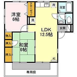 セジュール竹内B 2LDKの間取図画像