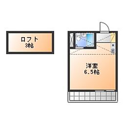 サンパレス21鳳 ワンルームの間取図画像