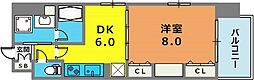 カイセイ神戸海岸通2 1DKの間取図画像