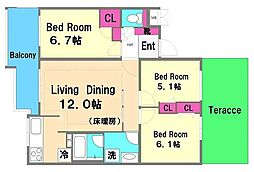 フェアロージュ新百合ヶ丘壱番館 3LDKの間取図画像