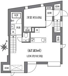 ルクール市ヶ谷払方町 3階1DKの間取り