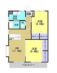 クオリティー清風 2LDKの間取図画像