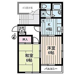 ハイムけやき 1階2DKの間取り