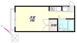 学園通ハイツ ワンルームの間取図画像