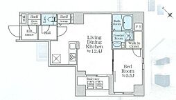 アイルプレミアム月島 6階1LDKの間取り