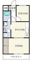 INOVE横濱長津田 2DKの間取図画像