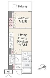 リバーパーク門前仲町 5階1LDKの間取り
