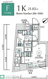 MAXIV国立矢川 1Kの間取図画像