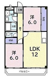 コンフォートピレア 3階2LDKの間取り