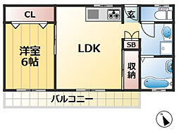 清山荘 3階1LDKの間取り