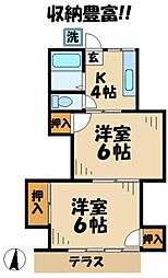 ハイツ富沢 2Kの間取図画像