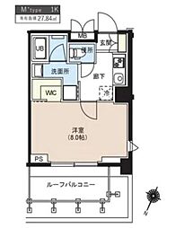 レクシード辰巳スカイガーデンテラス 1Kの間取図画像