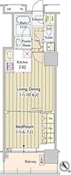 ユニゾンタワー東中野 1LDKの間取図画像