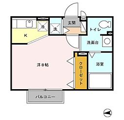 Past19 1階ワンルームの間取り