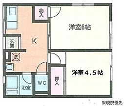 シティハイムホリウチ 2Kの間取図画像