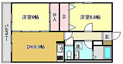 スカーレット 2DKの間取図画像