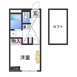 レオパレス陶器 1Kの間取図画像