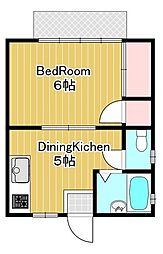 ダイヤパークフジカワ 2階1DKの間取り