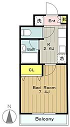 京王相模原線 橋本駅 バス20分 町屋本町下車 徒歩3分の賃貸マンション 3階1Kの間取り