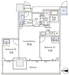 ザコート神宮外苑 2LDKの間取図画像