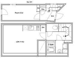 GLACIS 地下1階1LDKの間取り