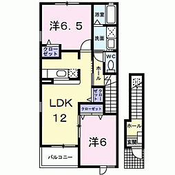 アンジュ 2LDKの間取図画像