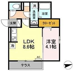 ラ・パーチェ 3階1LDKの間取り