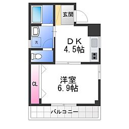 南海高野線 北野田駅 徒歩6分の賃貸マンション 5階1DKの間取り