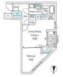ＳＯＬＡＳＩＡｒｅｓｉｄｅｎｃｅ亀戸 5階1LDKの間取り
