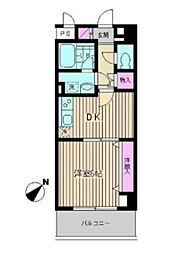 フォーチュンプレイス 1DKの間取図画像