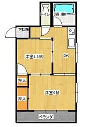大幸ハイツ 6階2DKの間取り