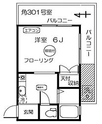 レオドラード飯塚 1Kの間取図画像