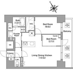 台東区蔵前4丁目マンション 2LDKの間取図画像