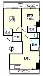 川光マンション 2DKの間取図画像