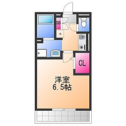 セジュールゼンゾーB 1Kの間取図画像